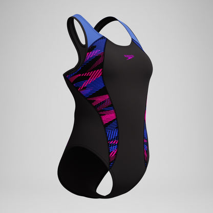Placement Laneback Swimsuit Black/Blue | Speedo