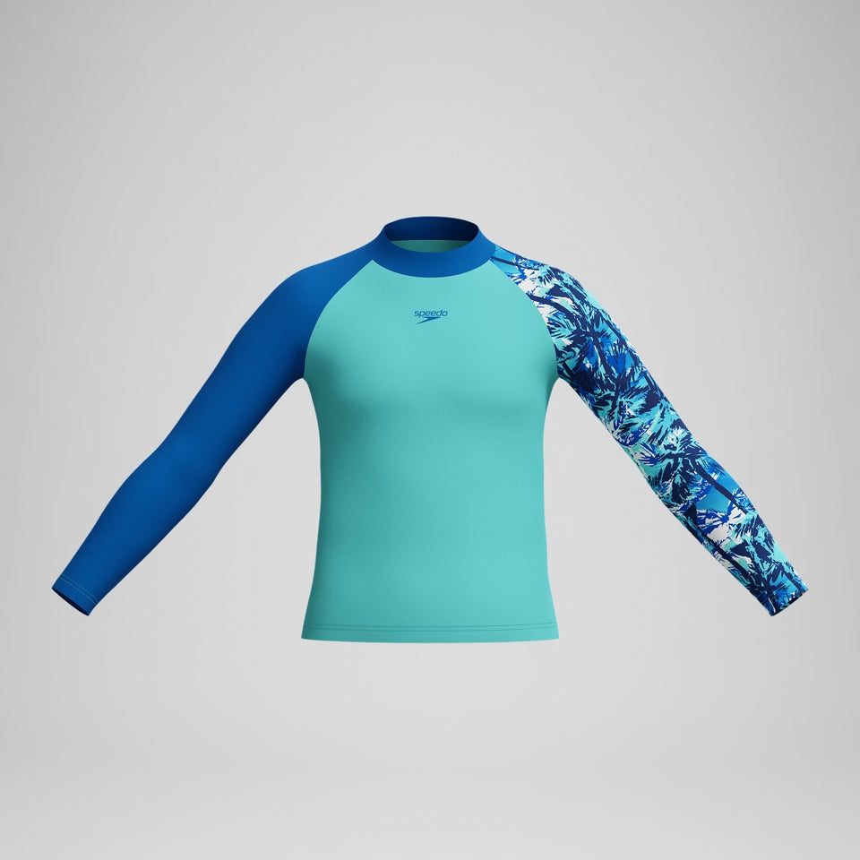 Boys' Printed Long Sleeve Rash Top Blue | Speedo