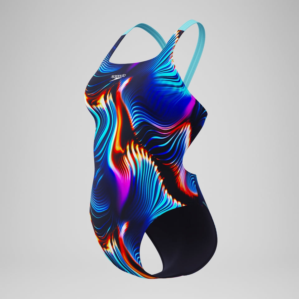 Club Training Printed Leaderback Swimsuit Black/Blue | Speedo
