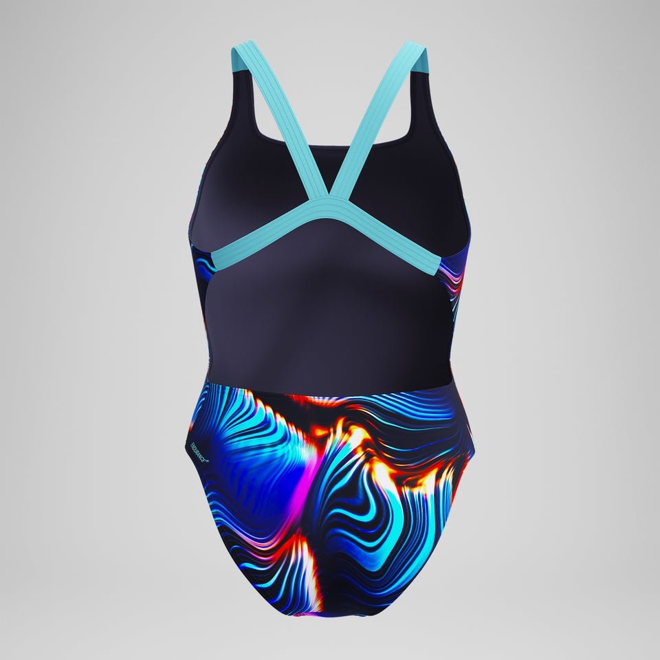 Club Training Printed Leaderback Swimsuit Black/Blue | Speedo