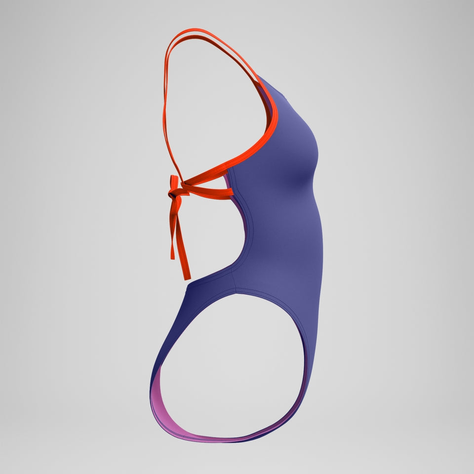 Club Training Solid Tie Back Swimsuit Blue/Pink | Speedo