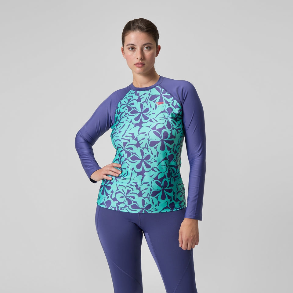 Printed Long Sleeve Rash Top Blue/Green | Speedo