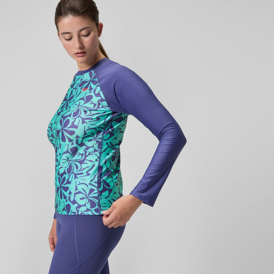 Printed Long Sleeve Rash Top Blue/Green | Speedo