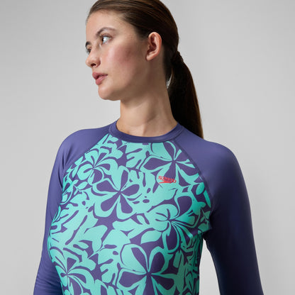 Printed Long Sleeve Rash Top Blue/Green | Speedo