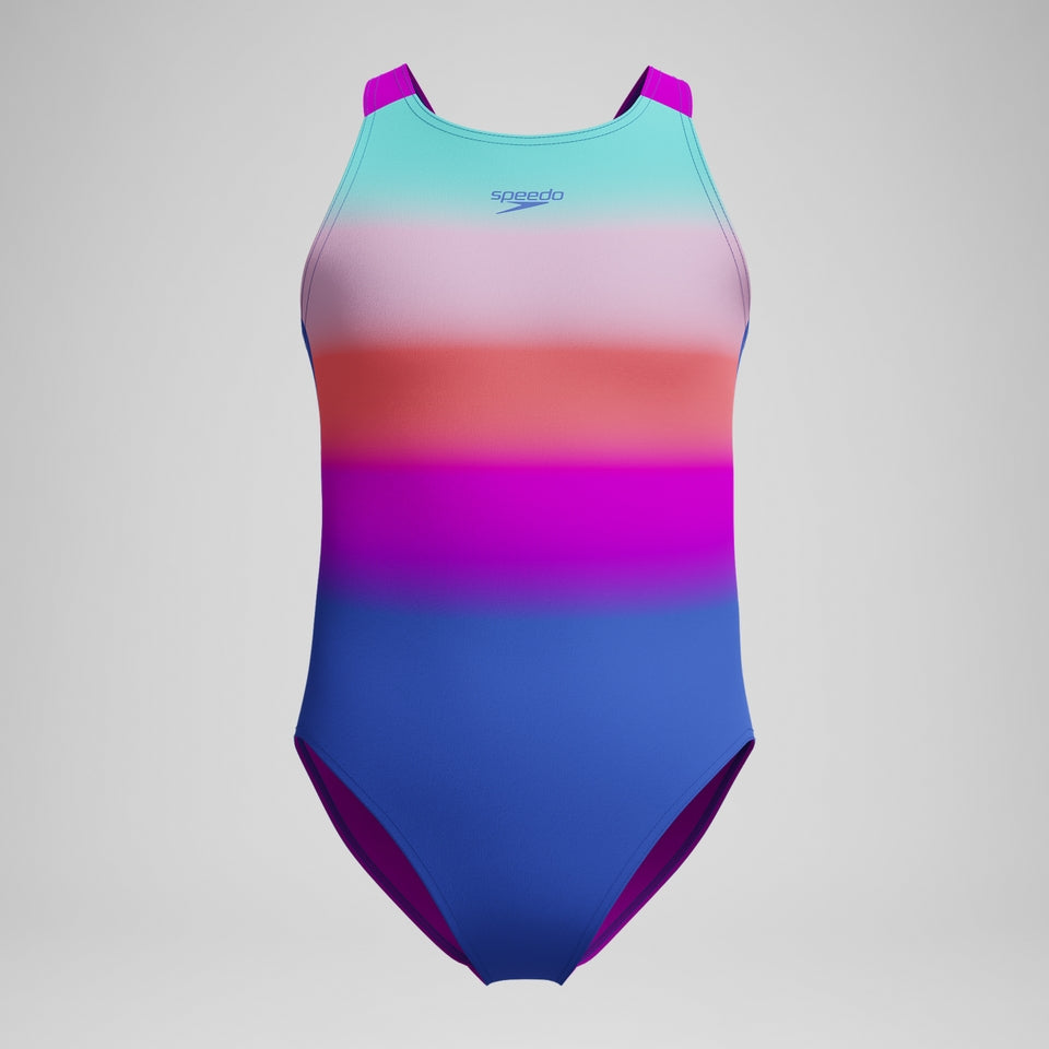 Girls' Printed Pulseback Swimsuit Blue/Pink | Speedo