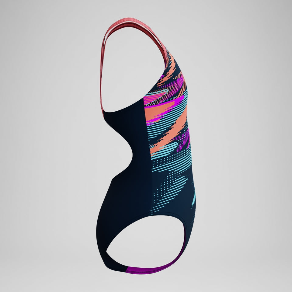 Girls' Digital Placement Splashback Swimsuit DarkTeal/Coral | Speedo