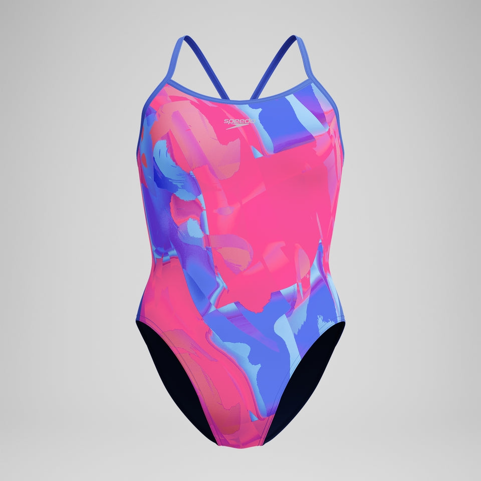 Club Training Printed Turnback Swimsuit Blue/Pink | Speedo