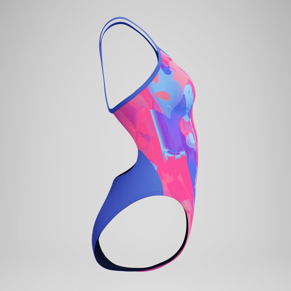 Club Training Printed Turnback Swimsuit Blue/Pink | Speedo