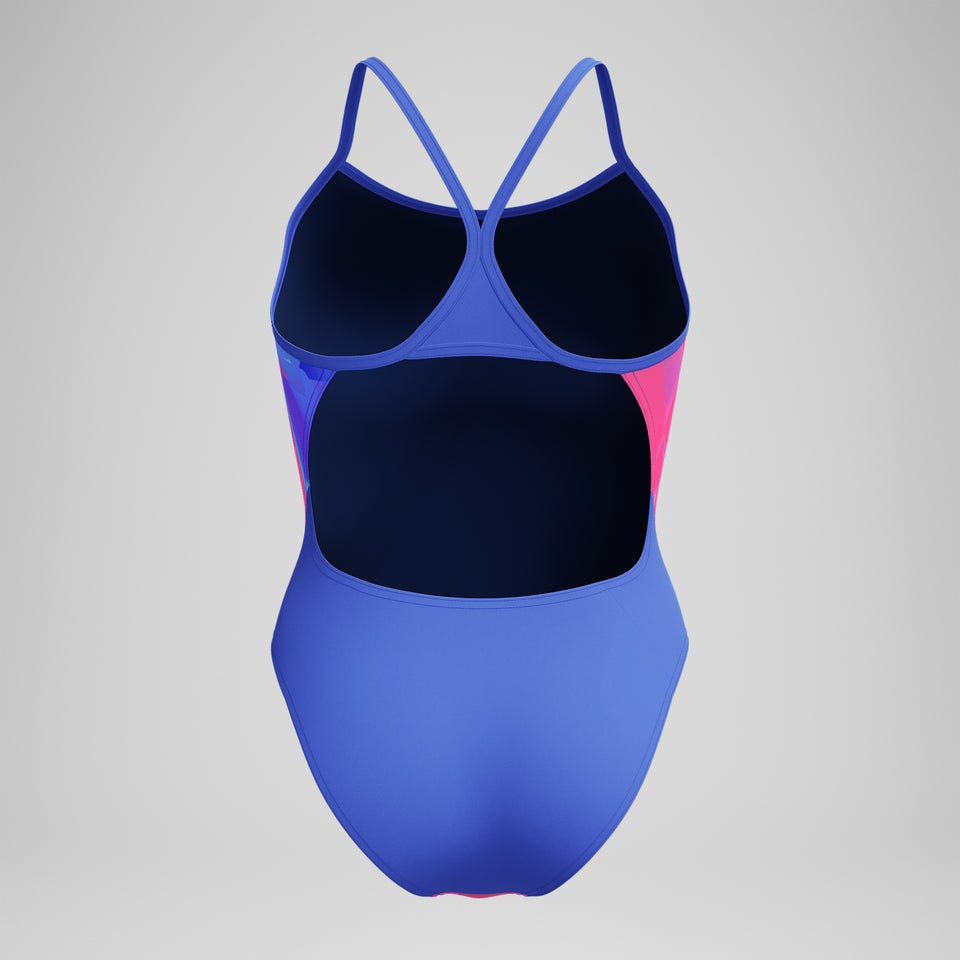 Club Training Printed Turnback Swimsuit Blue/Pink | Speedo