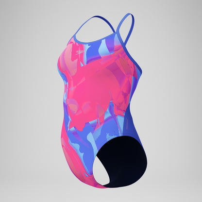 Club Training Printed Turnback Swimsuit Blue/Pink | Speedo