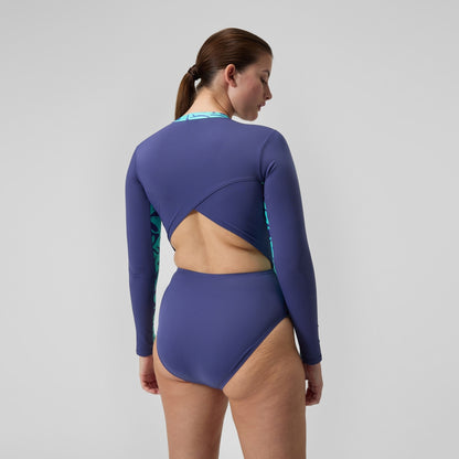 Long Sleeve Panel Swimsuit Blue/Green | Speedo