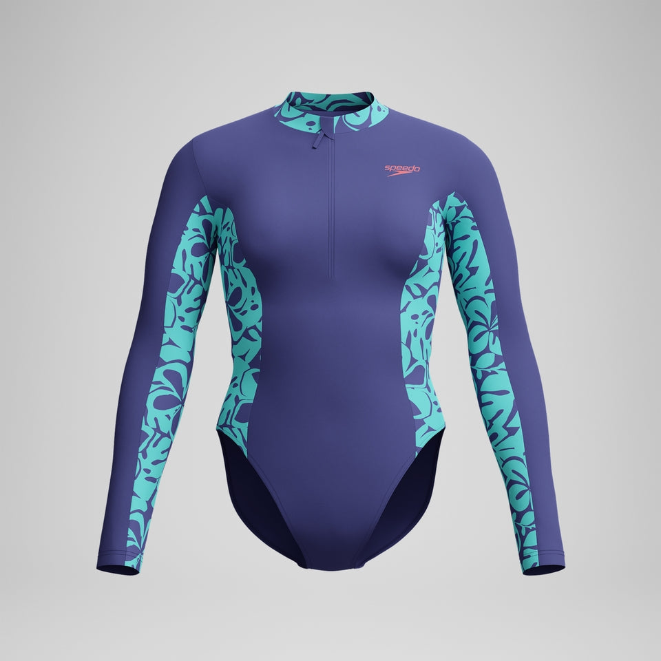Long Sleeve Panel Swimsuit Blue/Green | Speedo