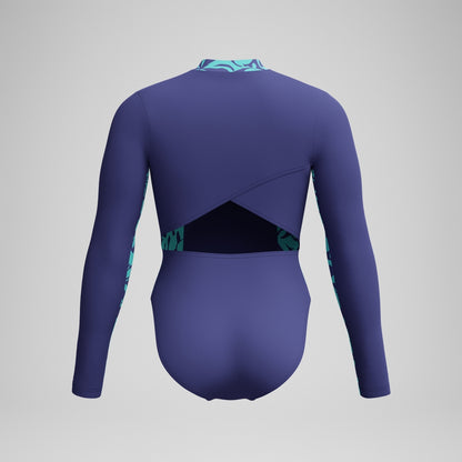 Long Sleeve Panel Swimsuit Blue/Green | Speedo