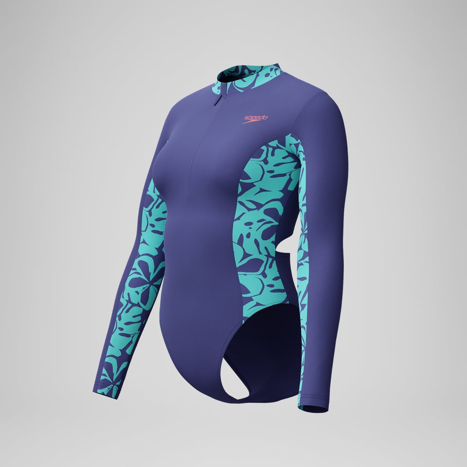 Long Sleeve Panel Swimsuit Blue/Green | Speedo