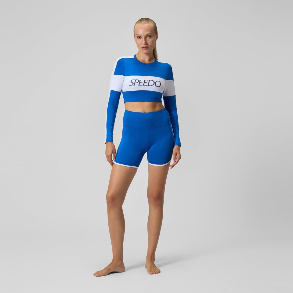 Jetstream Colourblock Long Sleeve Crop Rash Top Blue/White | Speedo