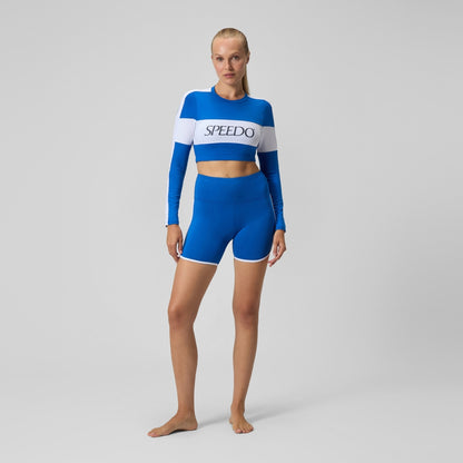 Jetstream Colourblock Long Sleeve Crop Rash Top Blue/White | Speedo