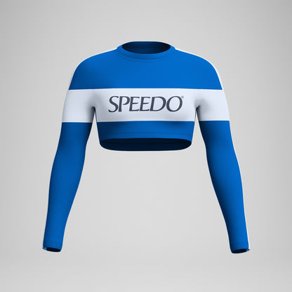 Jetstream Colourblock Long Sleeve Crop Rash Top Blue/White | Speedo