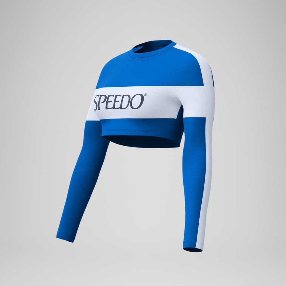 Jetstream Colourblock Long Sleeve Crop Rash Top Blue/White | Speedo