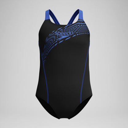 Girls' Medley Logo Swimsuit Black/Blue | Speedo