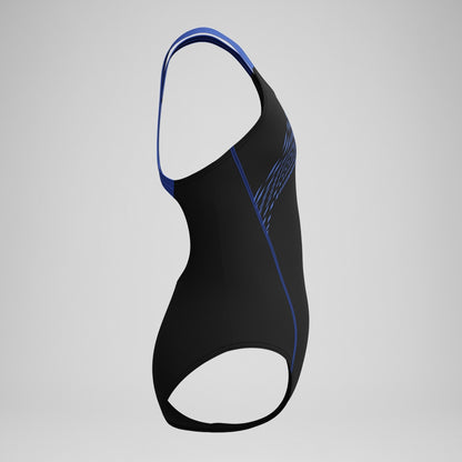 Girls' Medley Logo Swimsuit Black/Blue | Speedo