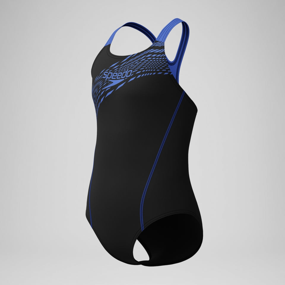 Girls' Medley Logo Swimsuit Black/Blue | Speedo