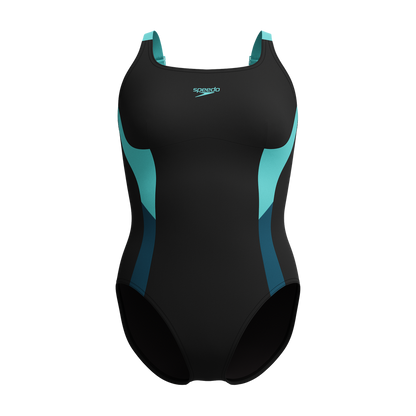 Shaping Solid Splice Swimsuit Black/Turquoise | Speedo
