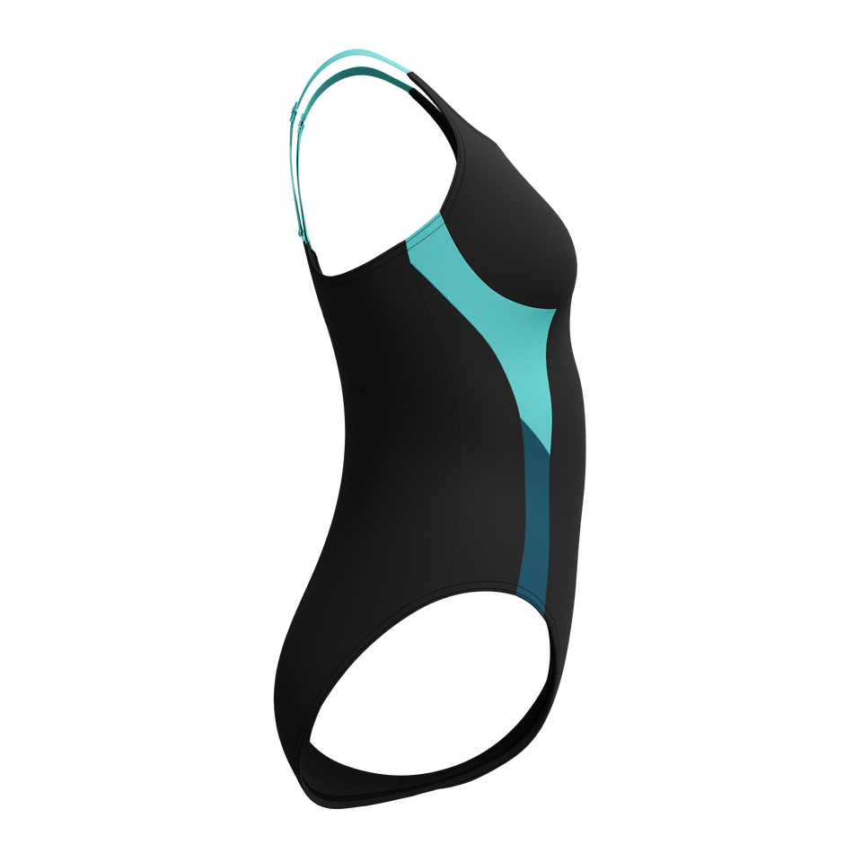 Shaping Solid Splice Swimsuit Black/Turquoise | Speedo