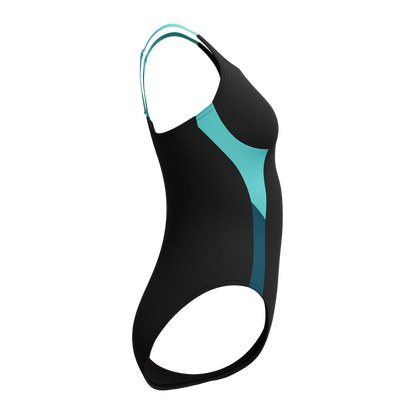 Shaping Solid Splice Swimsuit Black/Turquoise | Speedo