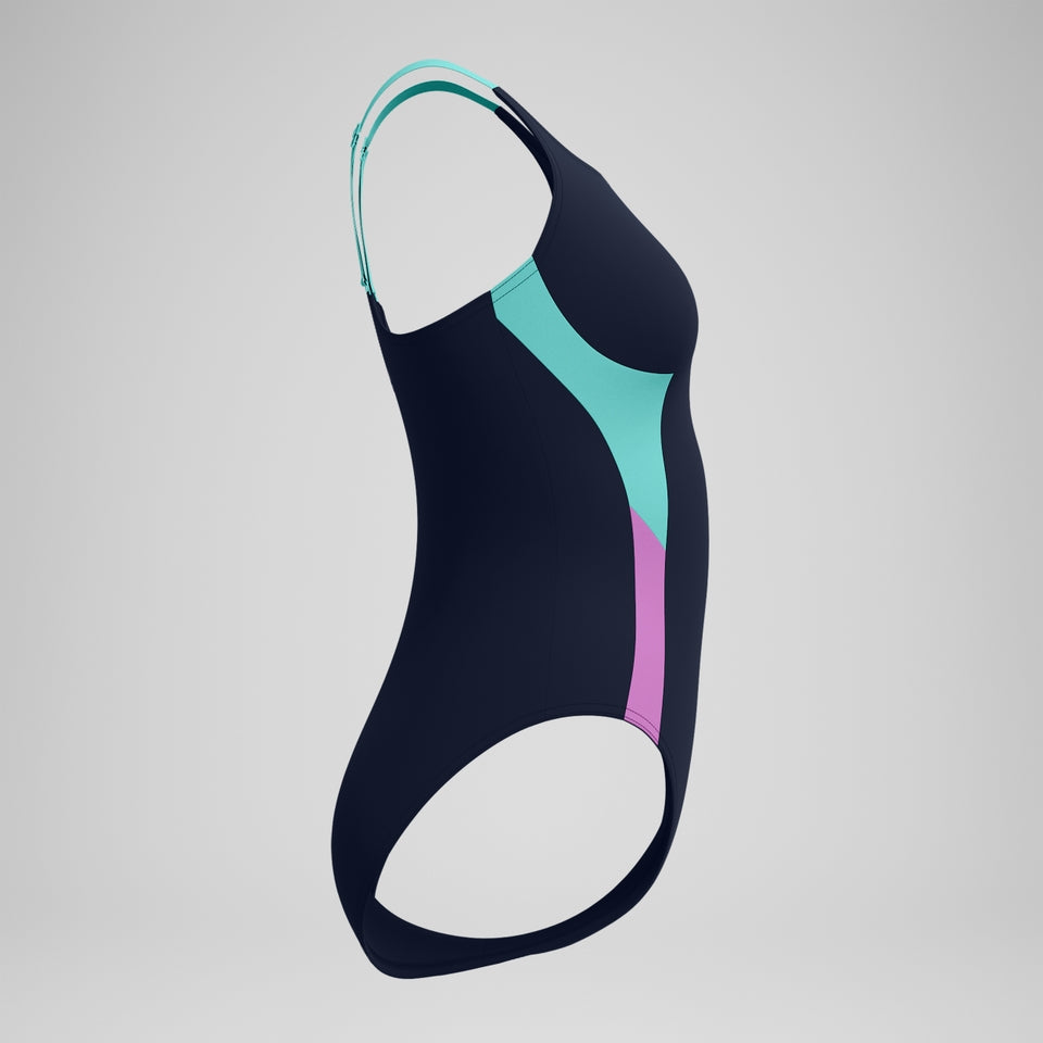 Shaping Solid Splice Swimsuit Navy/Green | Speedo