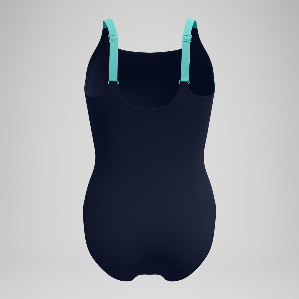 Shaping Solid Splice Swimsuit Navy/Green | Speedo