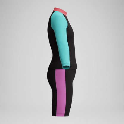 Girls' Colourblock Rash Top & Jammer Set Black/Pink | Speedo