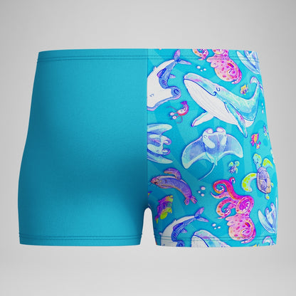 Boys' Learn to Swim Digital Printed Aquashort Blue | Speedo