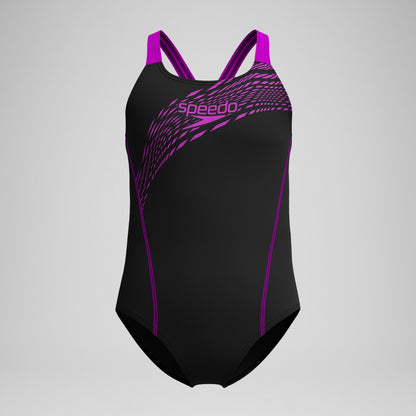 Girls' Medley Logo Swimsuit Black/Pink | Speedo