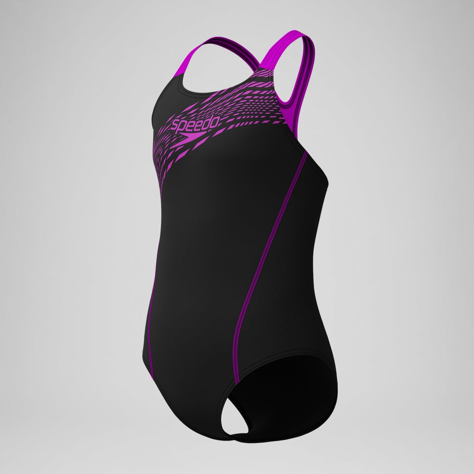 Girls' Medley Logo Swimsuit Black/Pink | Speedo