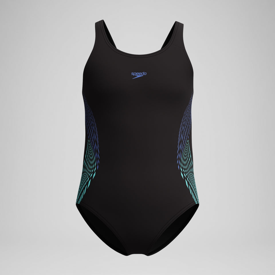 Girls' Placement Muscleback Swimsuit Black/Blue | Speedo