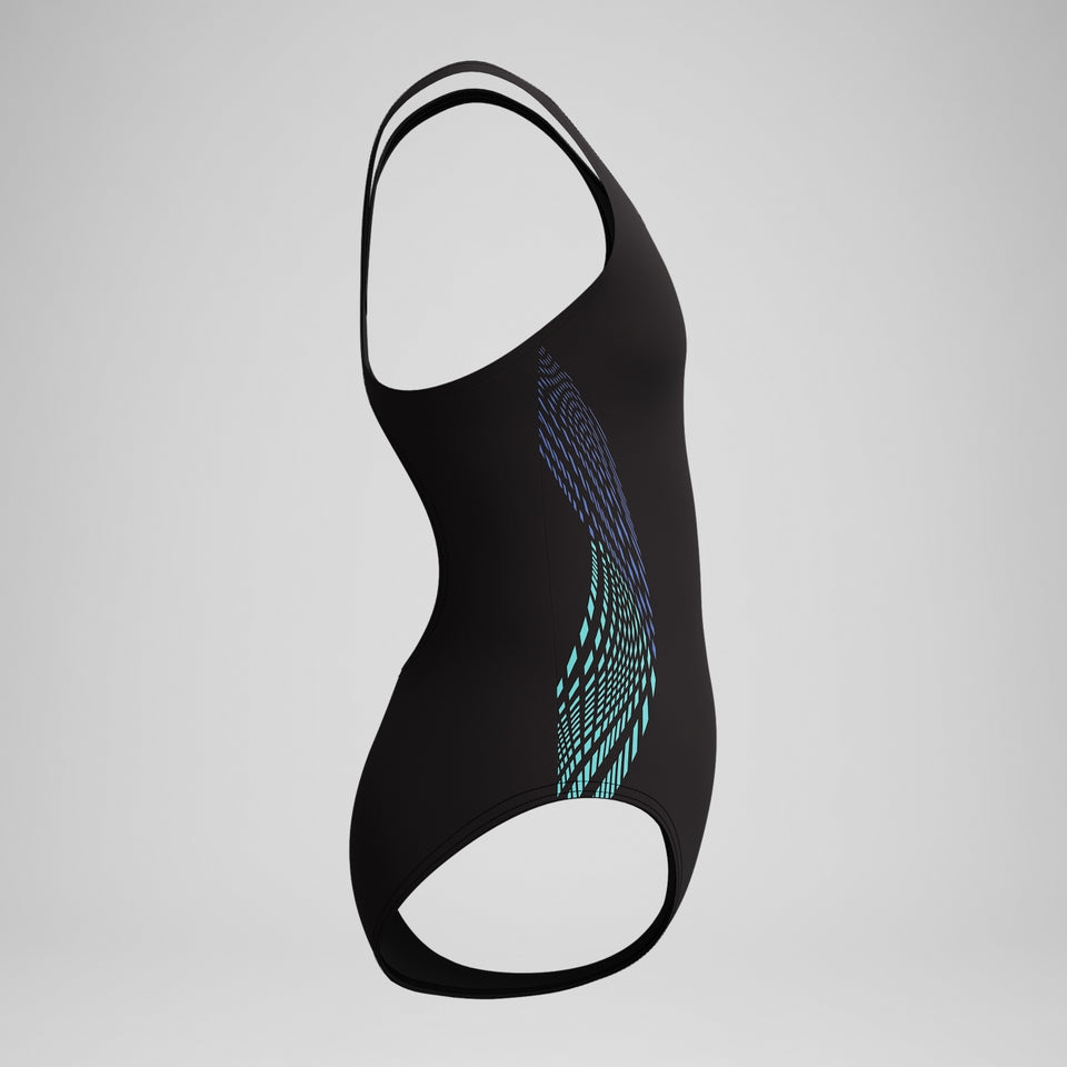 Girls' Placement Muscleback Swimsuit Black/Blue | Speedo