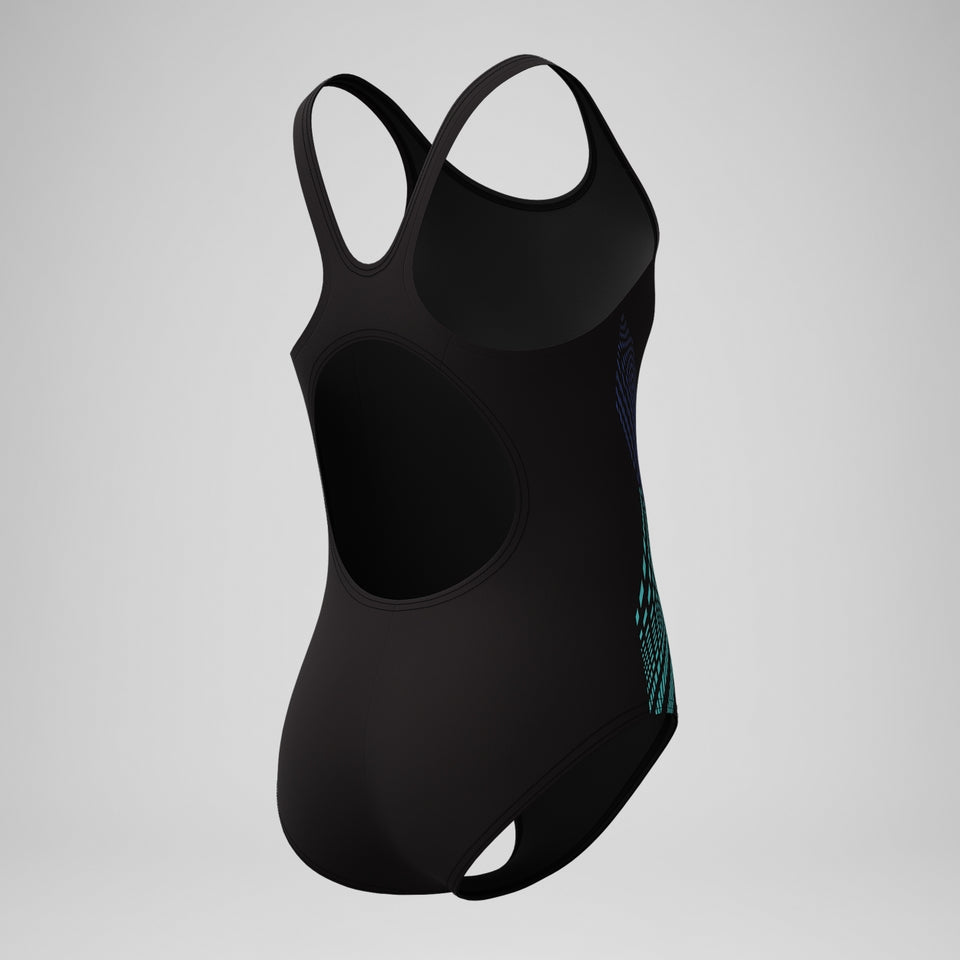 Girls' Placement Muscleback Swimsuit Black/Blue | Speedo