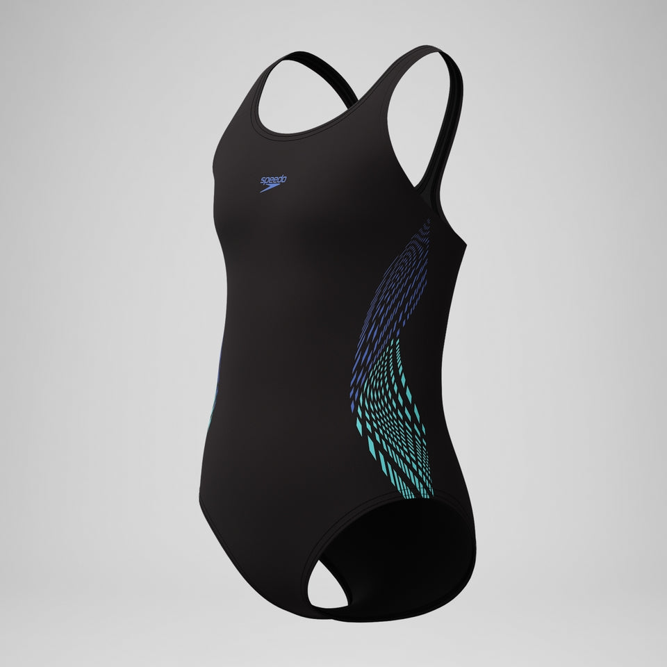Girls' Placement Muscleback Swimsuit Black/Blue | Speedo