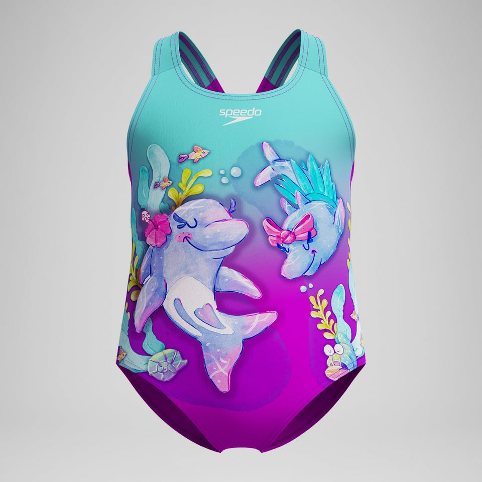 Girls' Digital Printed Swimsuit Purple/Turquoise | Speedo