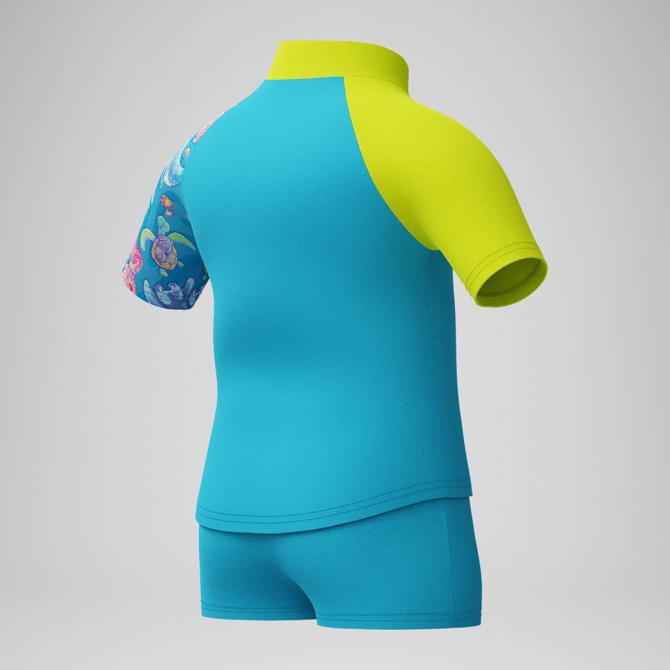 Boys' Learn to Swim Digital Short Sleeve Rash Top Set Blue/Yellow | Speedo