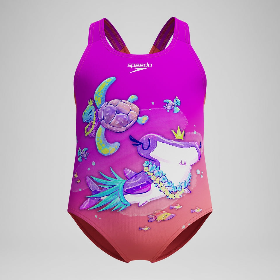 Girls' Digital Printed Swimsuit Pink/Coral | Speedo