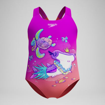 Girls' Digital Printed Swimsuit Pink/Coral | Speedo