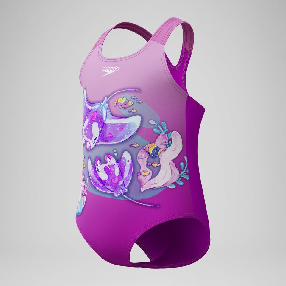 Girls' Digital Printed Swimsuit Pink | Speedo