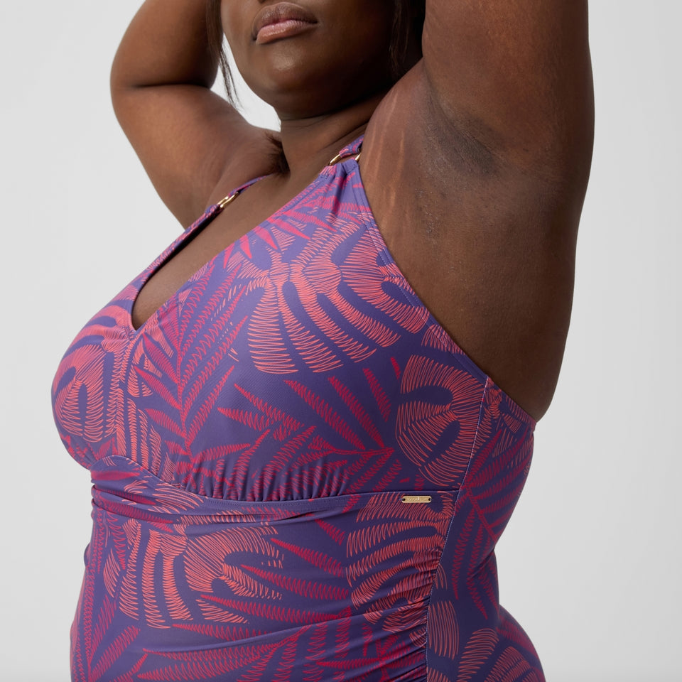 Plus Size Shaping V Neck Swimsuit Pink/Orange | Speedo
