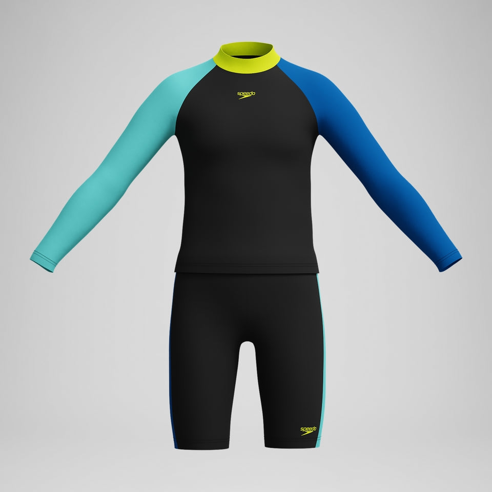 Boys' Learn to Swim Colourblock Top & Jammer Set Black | Speedo