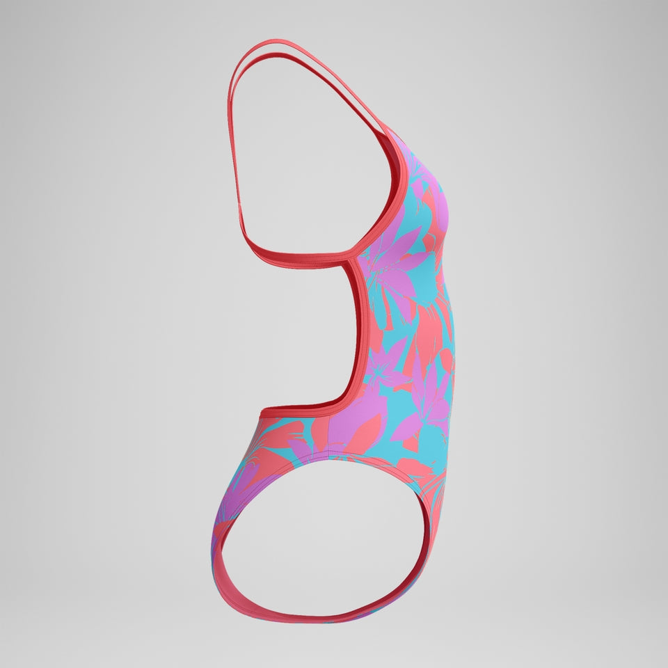 Club Training Printed V Back Swimsuit Pink/Green | Speedo