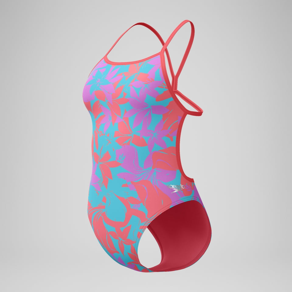 Club Training Printed V Back Swimsuit Pink/Green | Speedo