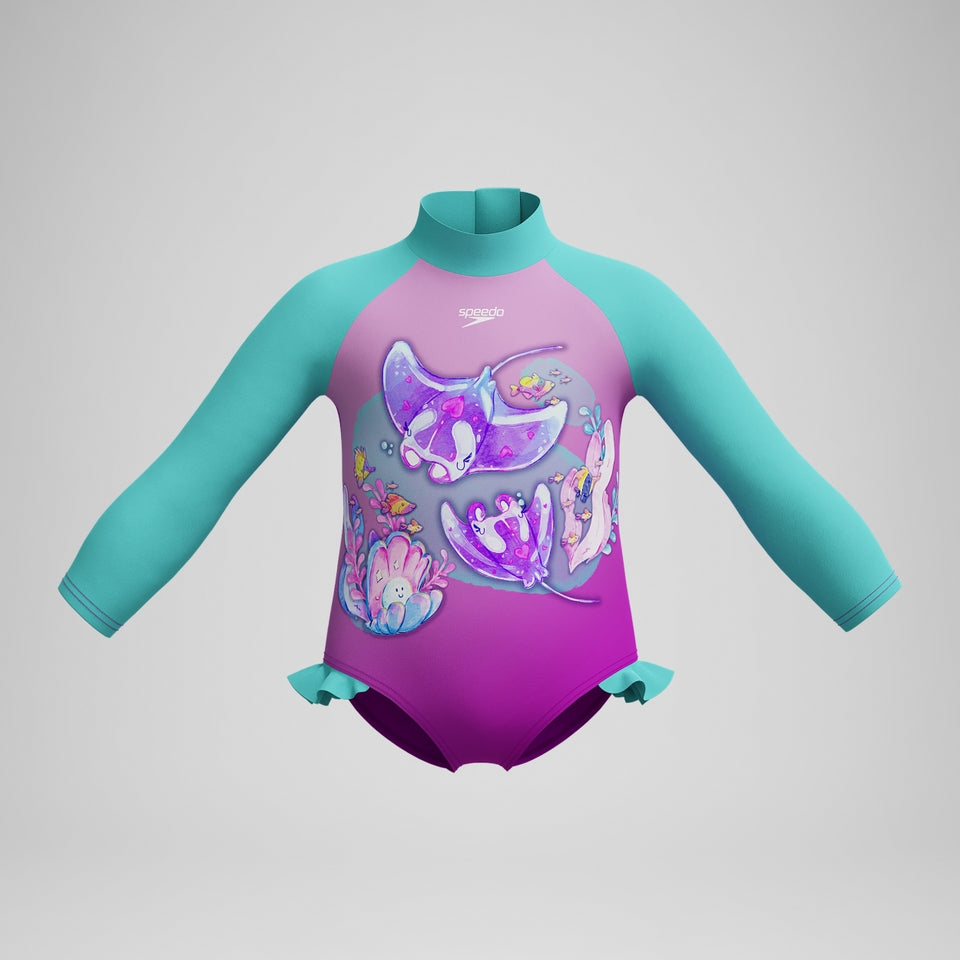 Girls' Digital Long Sleeve Swimsuit Pink/Green | Speedo