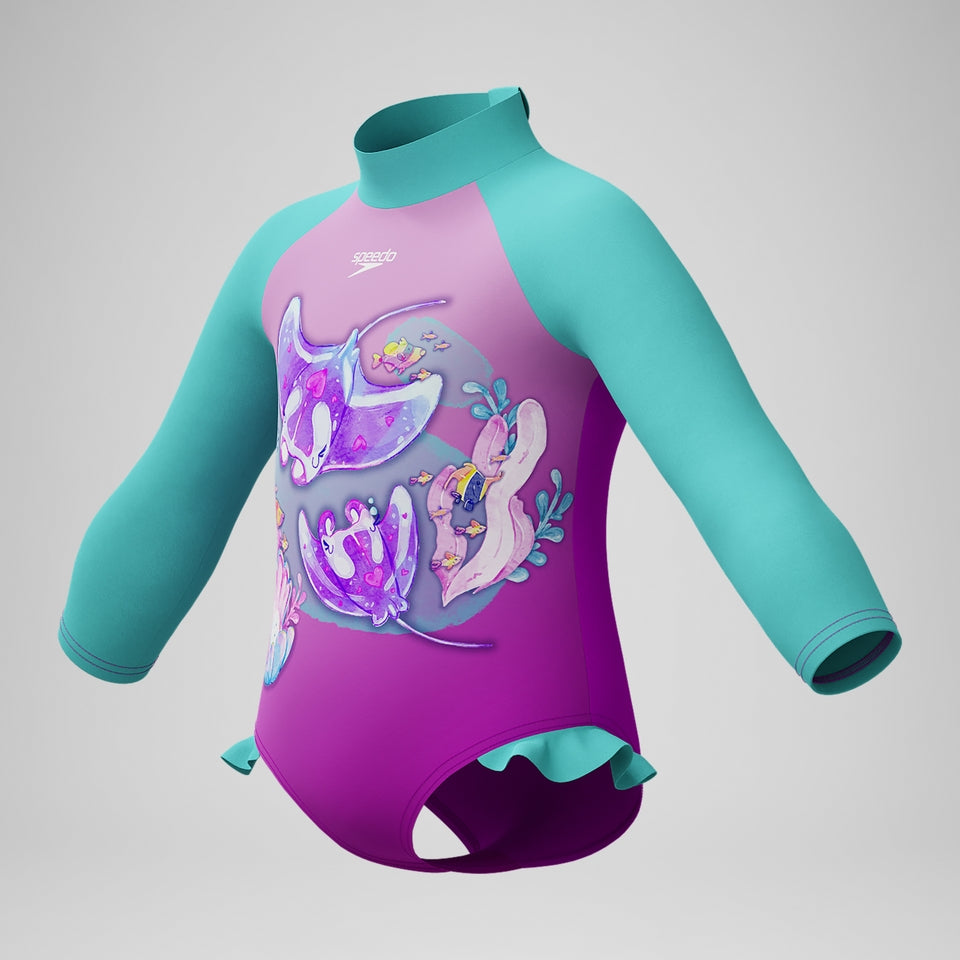 Girls' Digital Long Sleeve Swimsuit Pink/Green | Speedo