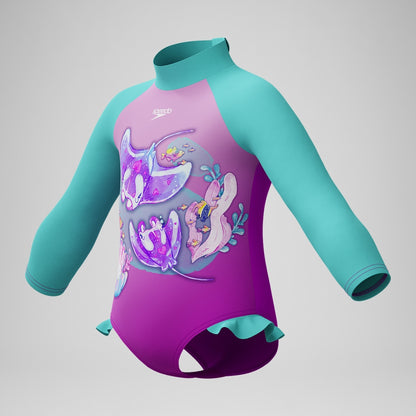 Girls' Digital Long Sleeve Swimsuit Pink/Green | Speedo